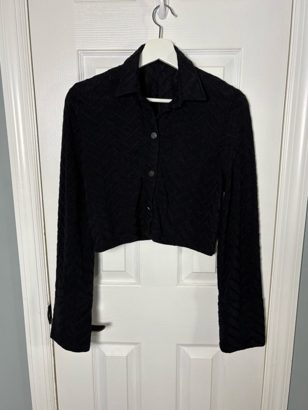 Maniere De Voir Black Textured Button-Up Shirt